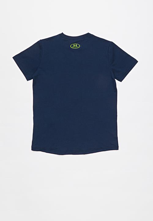 Under Armour - Sportstyle logo short sleeve top - navy & yellow 