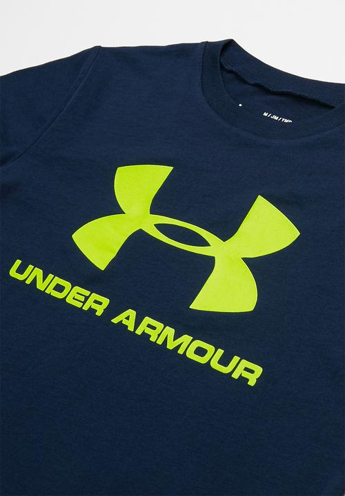 Under Armour - Sportstyle logo short sleeve top - navy & yellow 