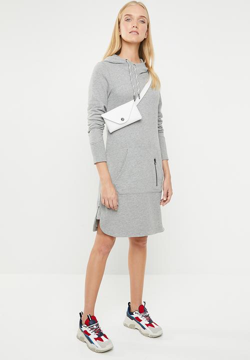 ONLY - June long sleeve hoodie dress - grey