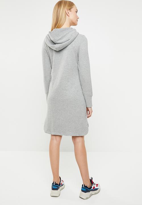 ONLY - June long sleeve hoodie dress - grey