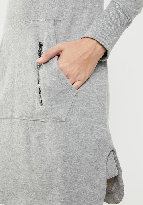 ONLY - June long sleeve hoodie dress - grey