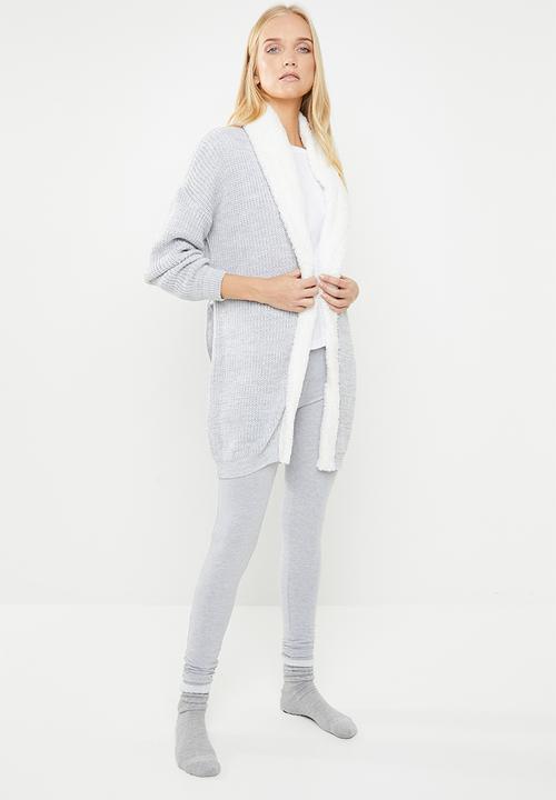 Superbalist - Knit robe with soft collar - grey