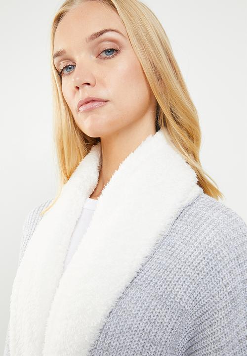 Superbalist - Knit robe with soft collar - grey