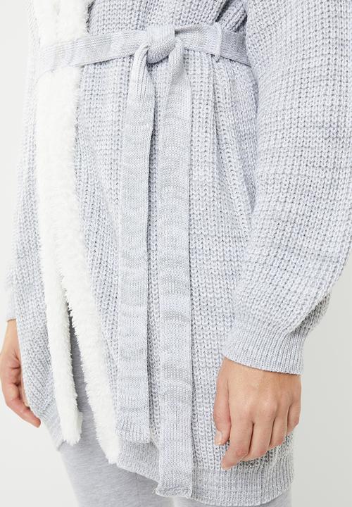 Superbalist - Knit robe with soft collar - grey