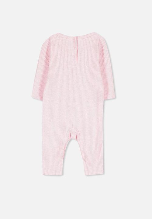 Cotton On - The rib snap romper - pink
