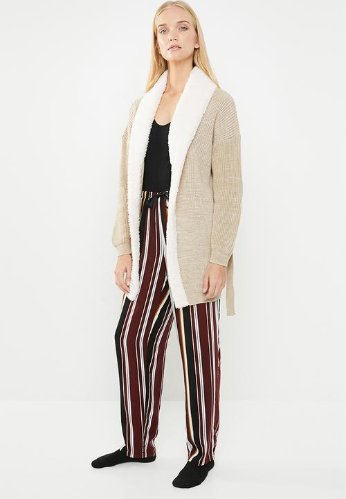 Superbalist - Knit robe with soft collar - neutral