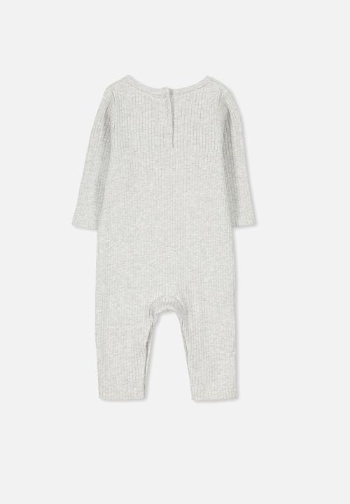 Cotton On - The rib snap romper - grey