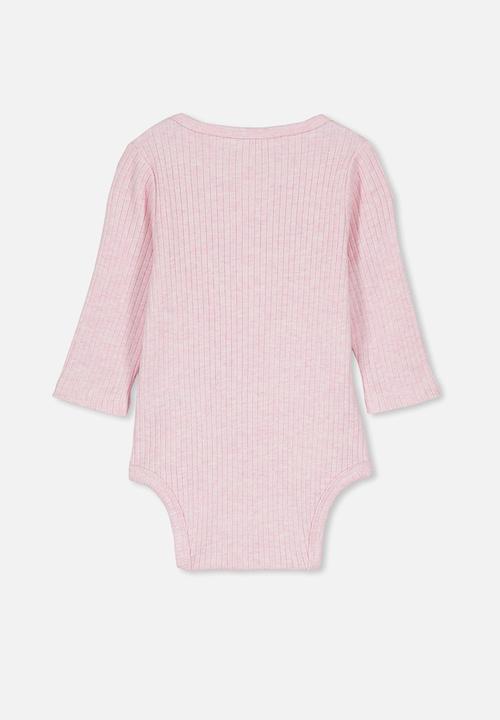 Cotton On - Long sleeve button bubbysuit - pink
