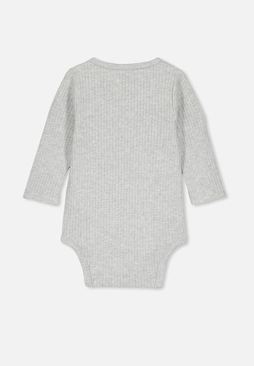 Cotton On - Long sleeve button bubbysuit - grey