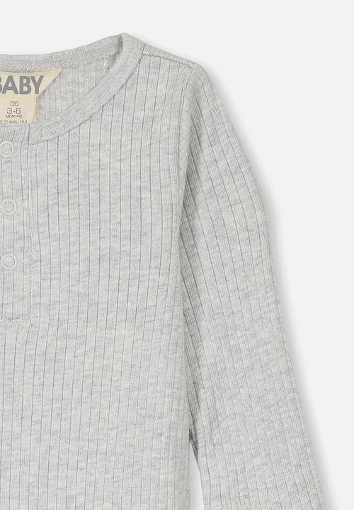 Cotton On - Long sleeve button bubbysuit - grey