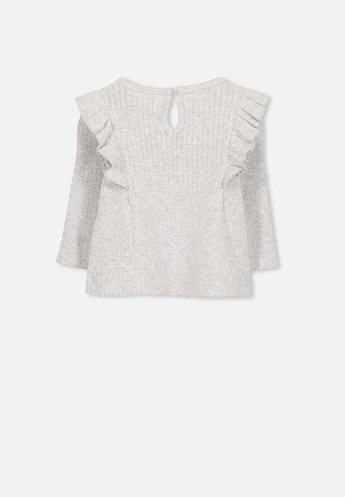 Cotton On - Sara ruffle long sleeve top - grey