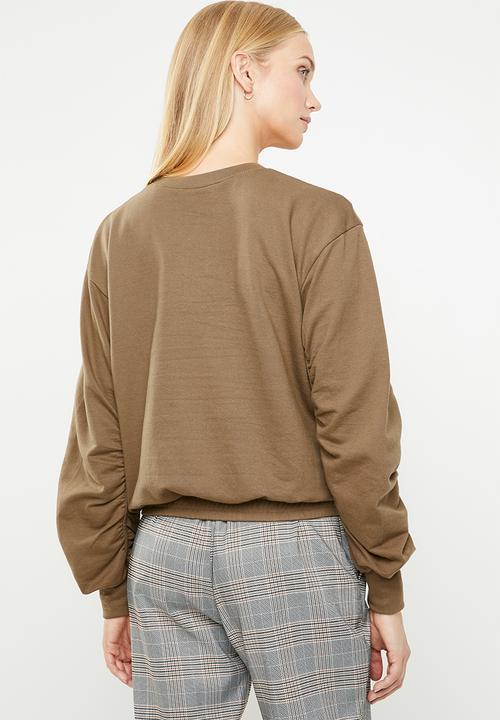 Superbalist - Rouched sleeve sweat - brown