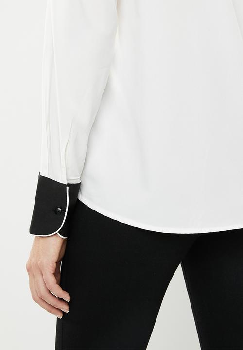 Vero Moda - Nicky colourblock midi shirt - white & black