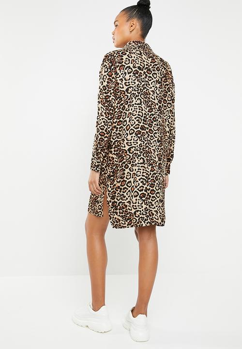 Superbalist - Longline shirt dress - brown & black