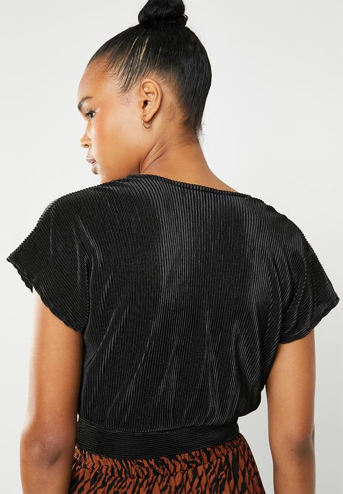 Superbalist - Plisse wrap tee - black