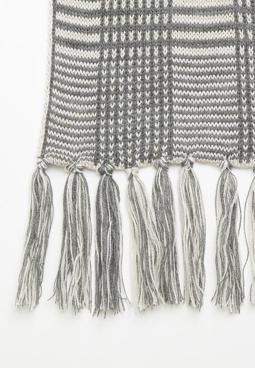 Superbalist - Check scarf with fringes - grey & pink
