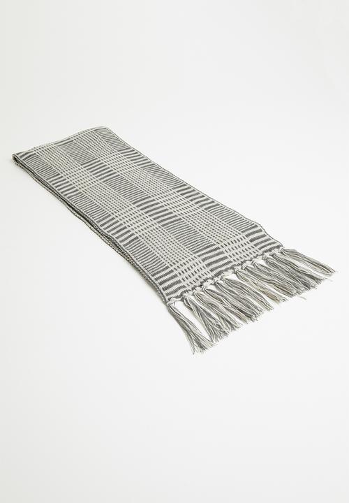 Superbalist - Check scarf with fringes - grey & pink