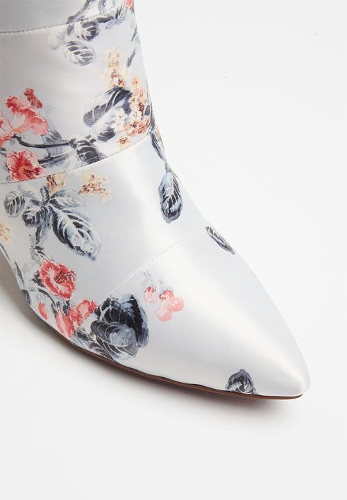 Plum - Floral print boot - light grey
