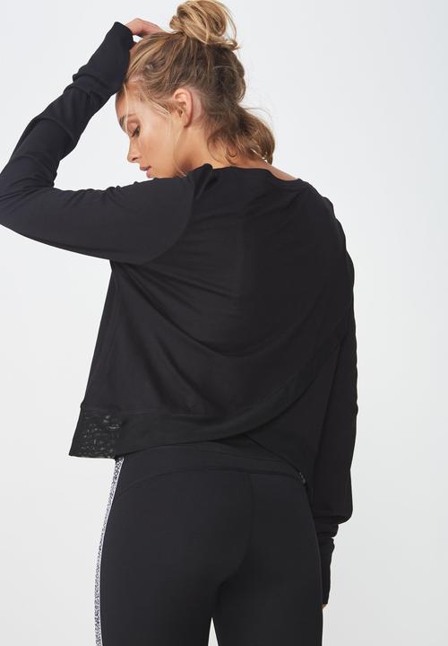 Cotton On - Cross back long sleeve top  - black