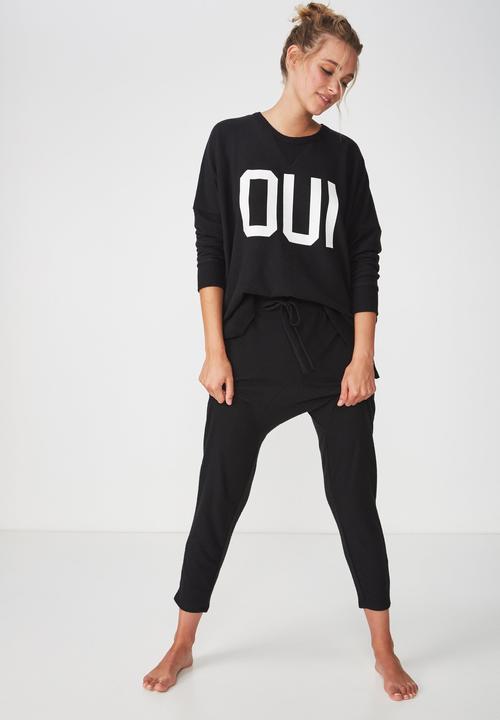 Cotton On - Supersoft drop crotch pant  - black