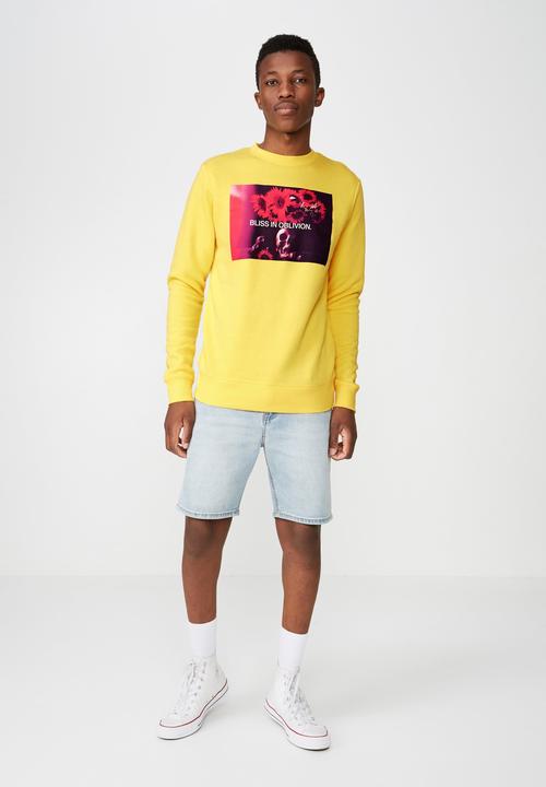 Cotton On - Bliss in oblivion crew fleece -  yellow