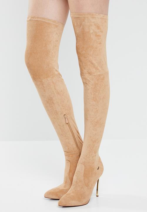 Plum - Thigh high boot  - brown