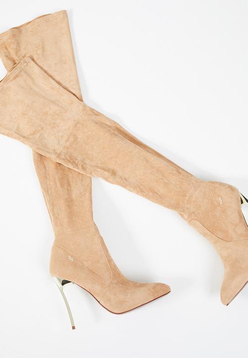 Plum - Thigh high boot  - brown