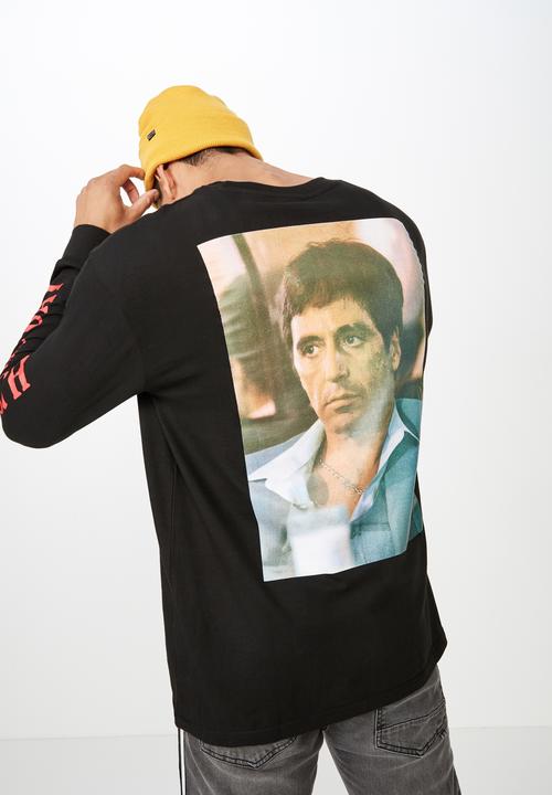 Cotton On - Scarface the money tbar collaboration long sleeve tee - black