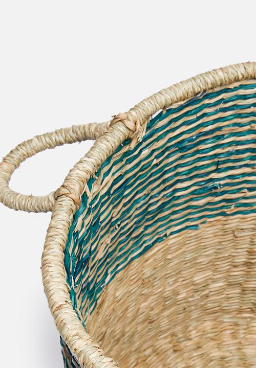 Sixth Floor - Brody striped seagrass basket – natural/blue