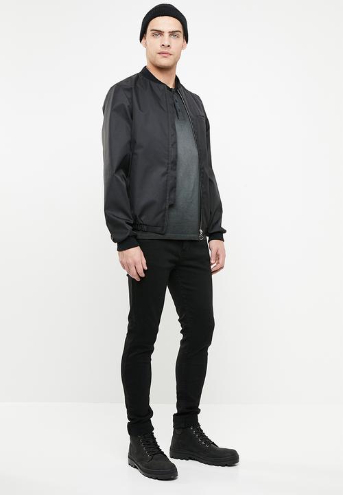 S.P.C.C - Reverse dirty dye pique golfer - black