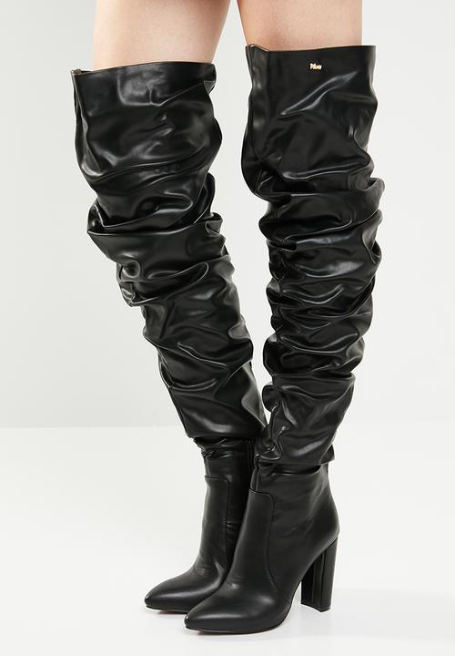Plum - Kelly over the knee boot - black