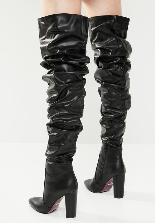 Plum - Kelly over the knee boot - black