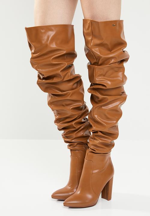 Plum - Kelly over the knee boot - tan