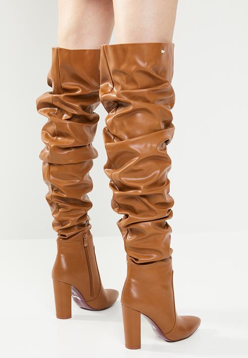 Plum - Kelly over the knee boot - tan