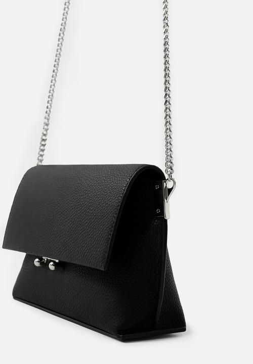 MANGO - Pebbled chain bag - black