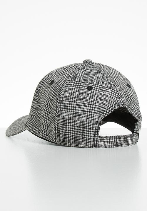Jack & Jones - Pinstripe baseball cap -white & black 
