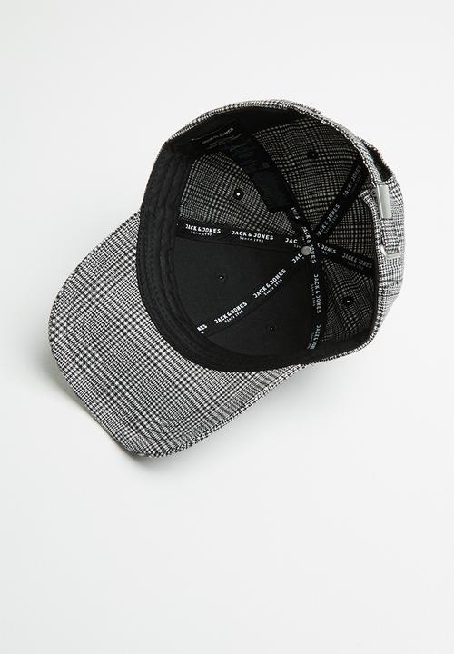 Jack & Jones - Pinstripe baseball cap -white & black 