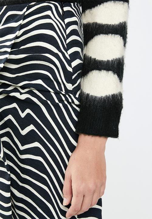 MANGO - Zebra ruffle skirt - black