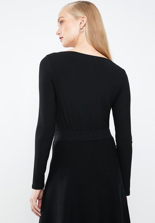MANGO - Ribbed T-shirt - black