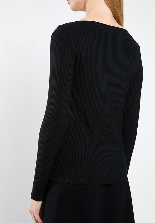 MANGO - Ribbed T-shirt - black