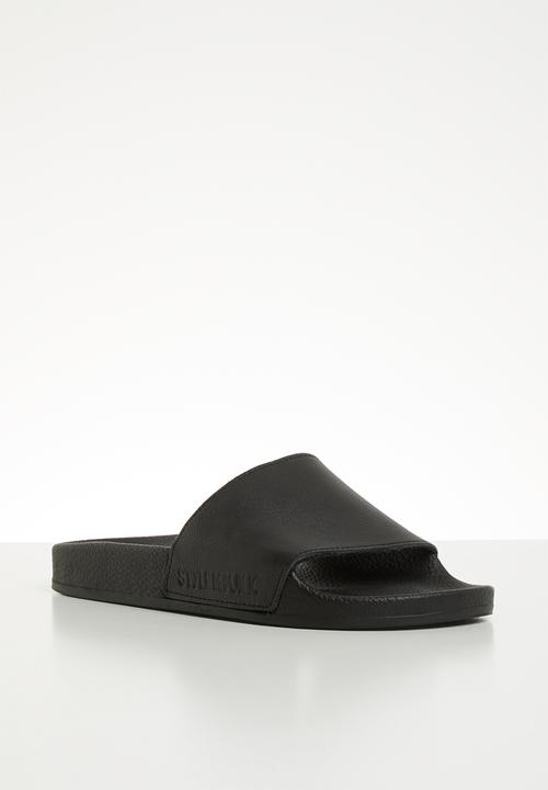 STYLE REPUBLIC - Essential leather slider sandals - black