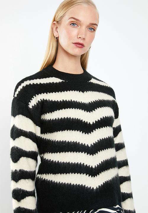 MANGO - Zebra textured knit - black
