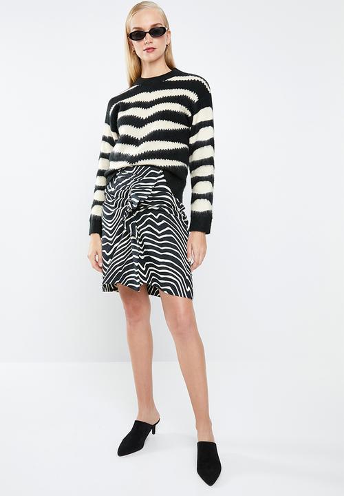 MANGO - Zebra textured knit - black