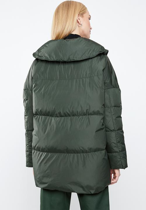 MANGO - Quilted oversized puffer - green