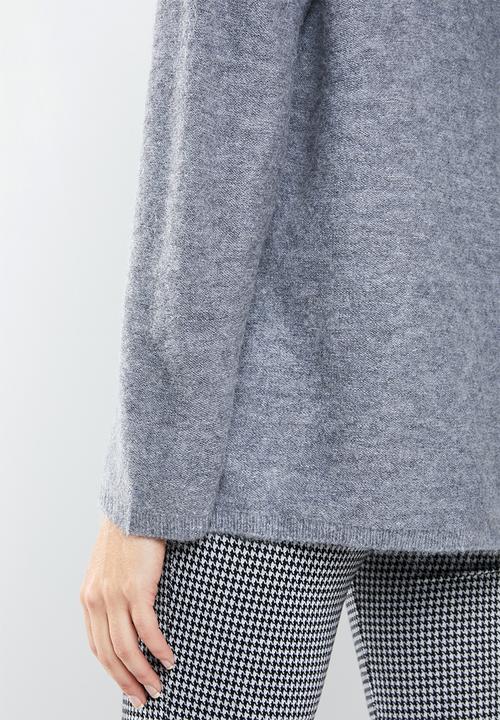 MANGO - Wool blend V-neck knit - grey