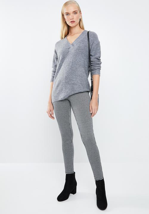 MANGO - Wool blend V-neck knit - grey