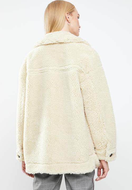 MANGO - Teddy coat - cream