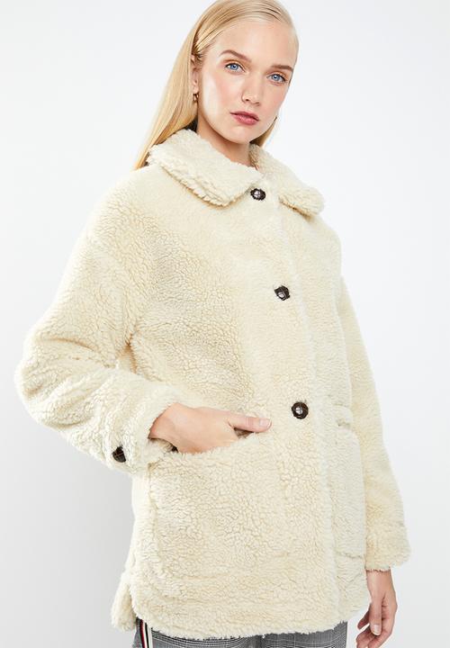 MANGO - Teddy coat - cream