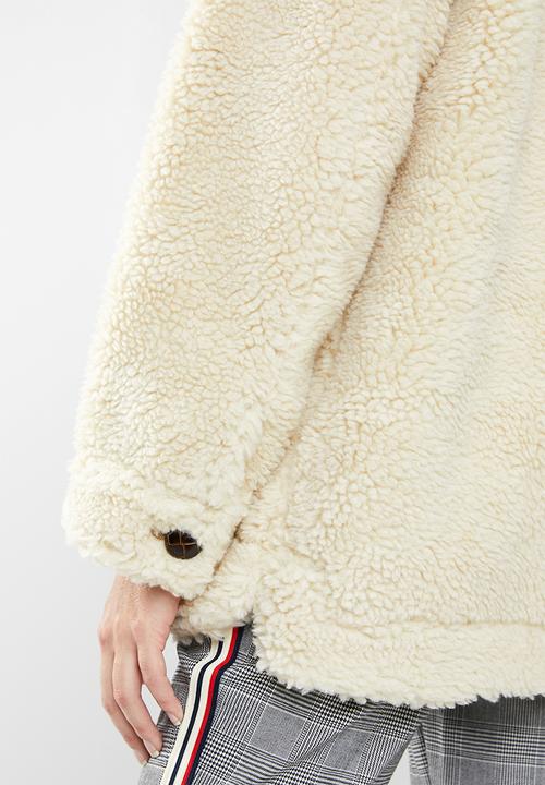 MANGO - Teddy coat - cream