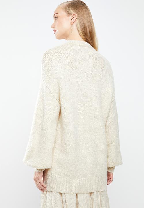 MANGO - Long line knit - cream